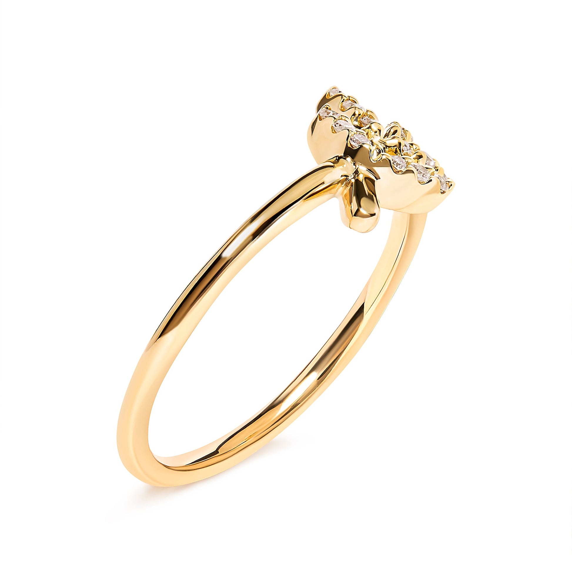 10K Yellow Gold 1/10 Cttw Diamond Leaf and Branch Ring (H-I Color, I1-I2 Clarity) - Ring Size 7 Bids.com