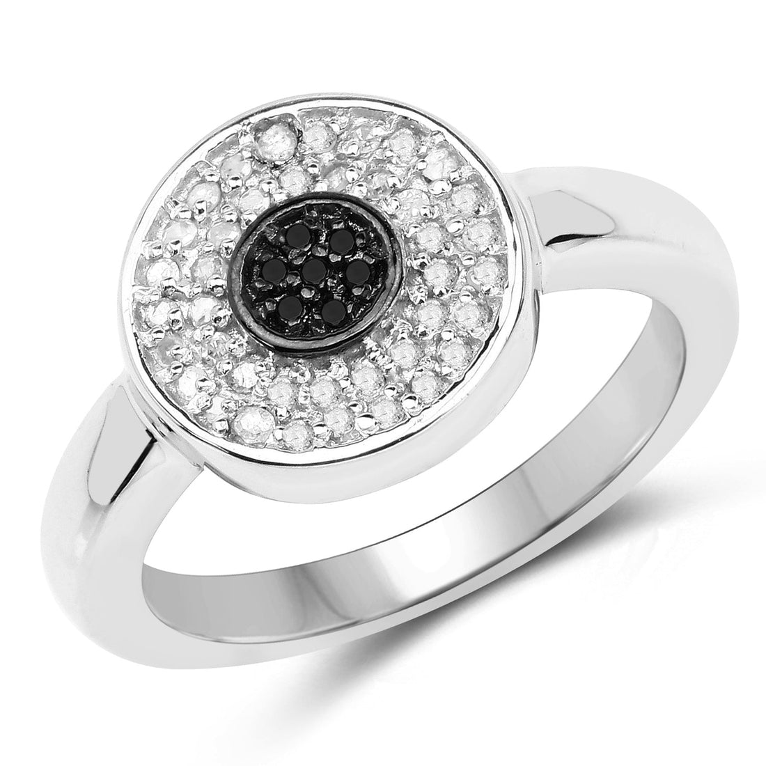 0.20 Carat Genuine Black Diamond and White Diamond .925 Sterling Silver Ring Bids.com