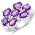 3.05 Carat Genuine  Amethyst and White Topaz .925 Sterling Silver Ring Bids.com