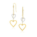 10k Two-Tone Gold Cutout Heart Chain Dangling Earrings Bids.com