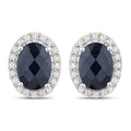 2.16 Carat Genuine Blue Sapphire and White Diamond 14K White Gold Earrings Bids.com