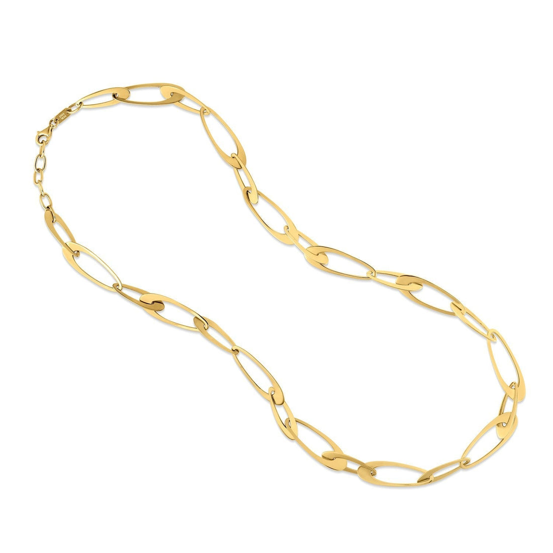 14K Yellow Gold Italian Oval Links Necklace Bids.com