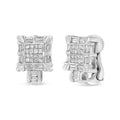 14K White Gold 1.0 Cttw Princess and Baguette-Cut Diamond Square Framed Huggie Hoop Omega Earrings (H-I Color, SI1-SI2 Clarity) Bids.com
