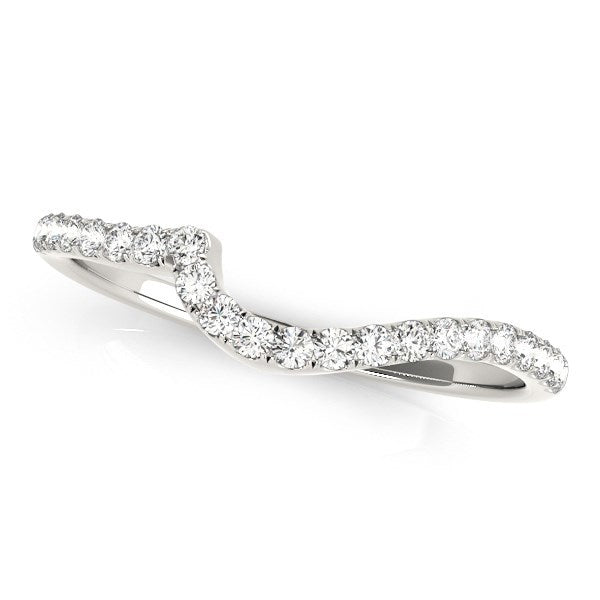 14k White Gold Round Pave Setting Curved Diamond Wedding Ring (1/5 cttw) Bids.com