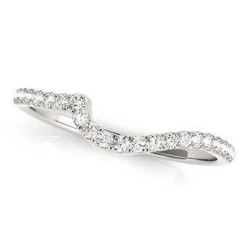 14k White Gold Round Pave Setting Curved Diamond Wedding Ring (1/5 cttw) Bids.com