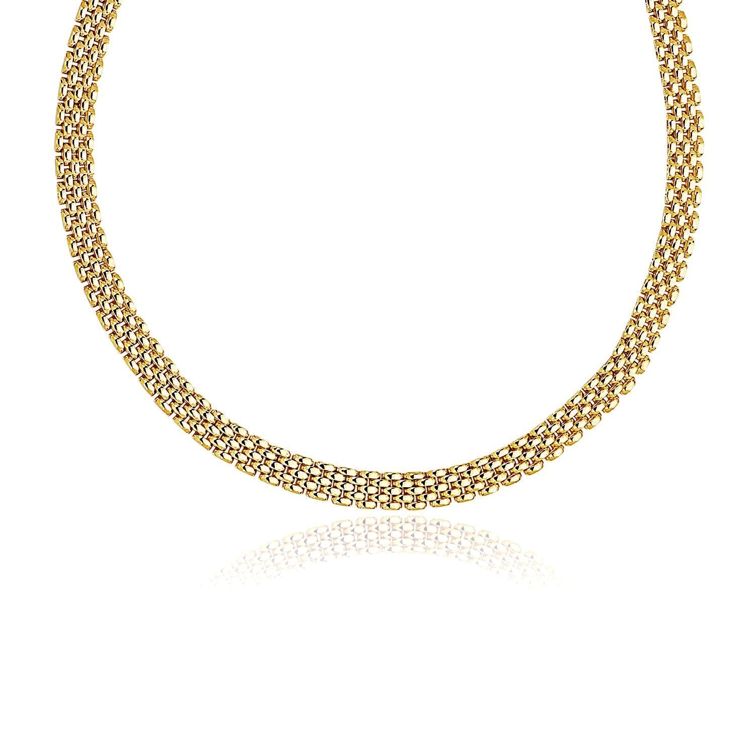 14k Yellow Gold Fancy Polished Multi-Row Panther Link Necklace Bids.com
