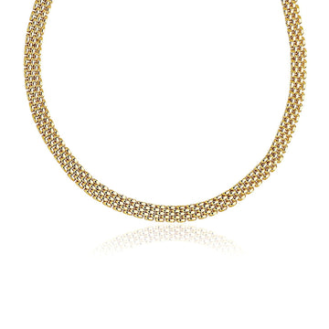 14k Yellow Gold Fancy Polished Multi-Row Panther Link Necklace Bids.com