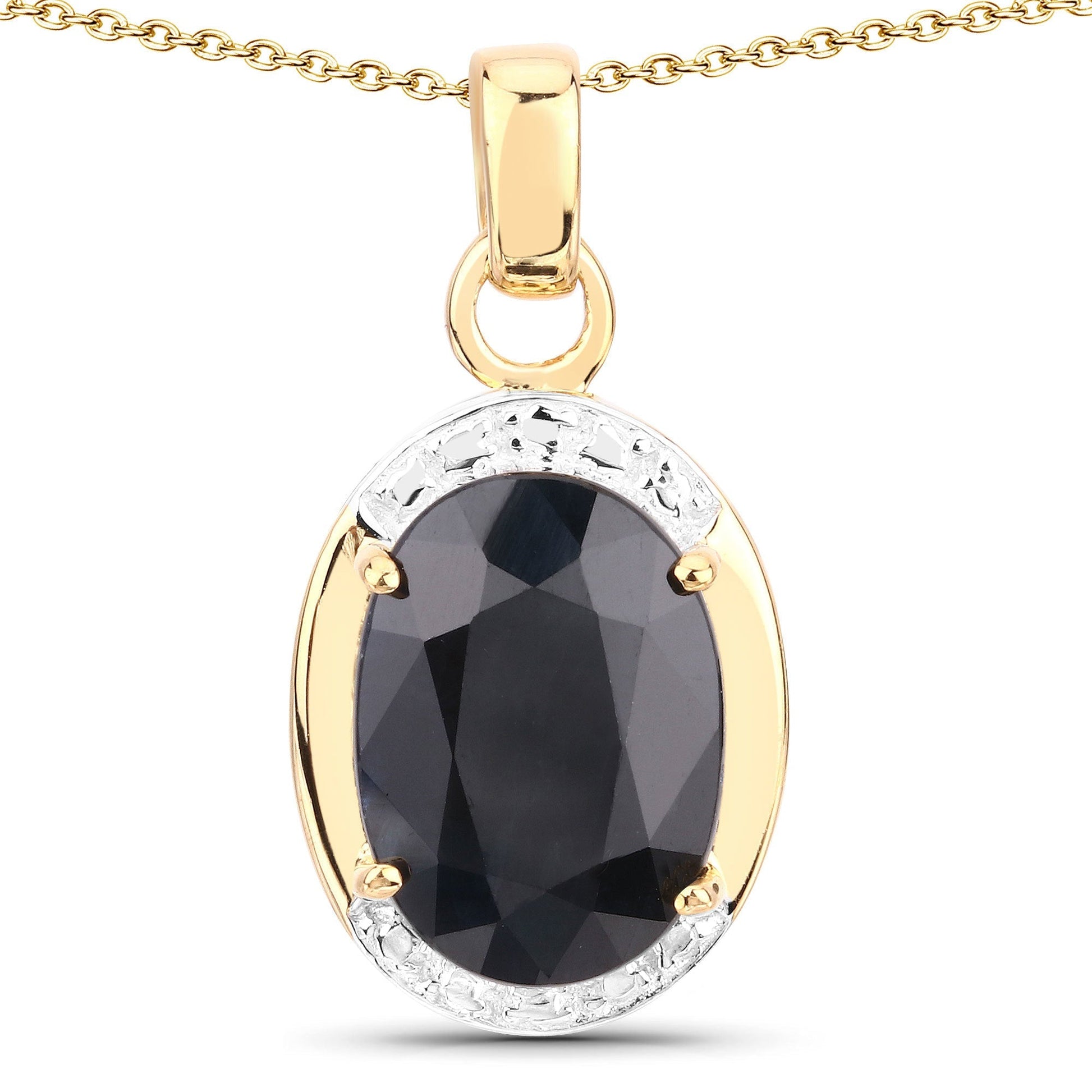 7.50 Carat Genuine Black Sapphire .925 Sterling Silver Pendant Bids.com