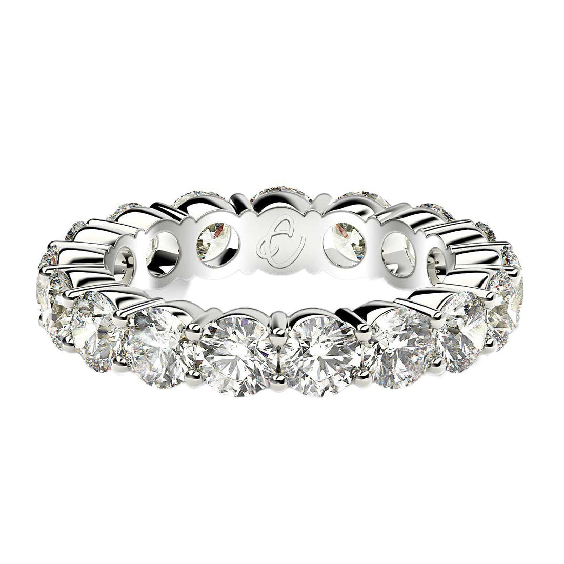 Round Cut Lab Grown Diamond Eternity Ring in 14k White Gold (3 cttw FG/VS2) Bids.com