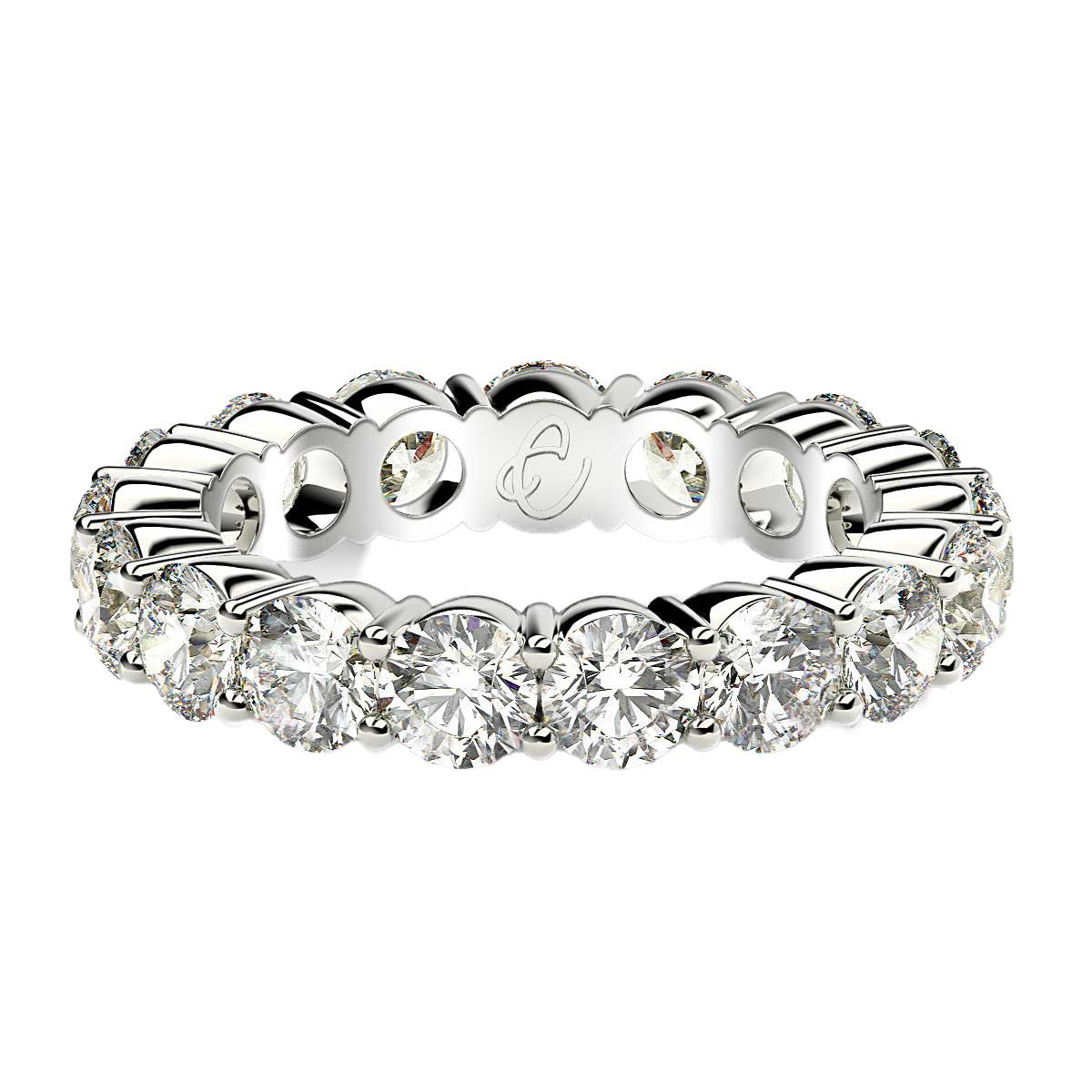 Round Cut Lab Grown Diamond Eternity Ring in 14k White Gold (3 cttw FG/VS2) Bids.com