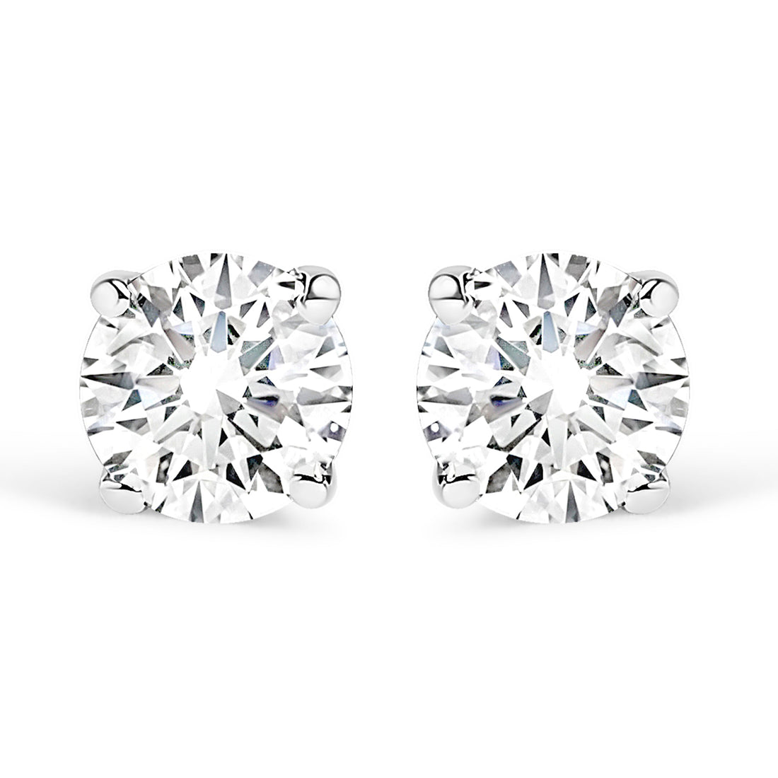 .925 Sterling Silver 1/5 Cttw Round Lab Grown Diamond Classic 4-Prong Solitaire Stud Earrings (F-G Color, VS1-VS2 Clarity) Bids.com