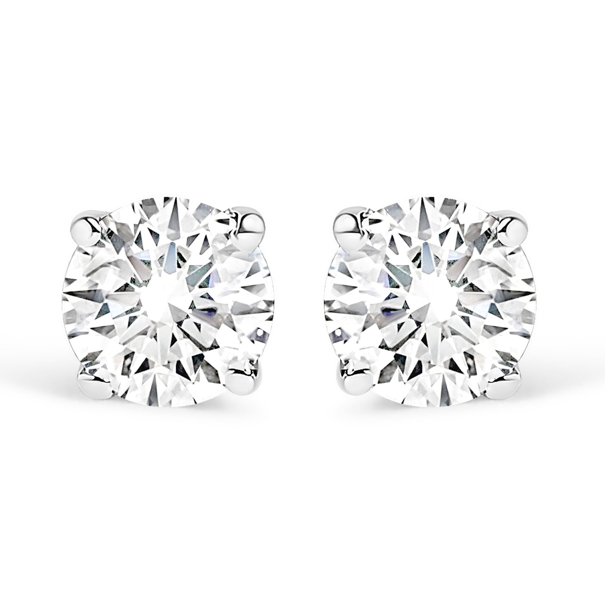 .925 Sterling Silver 1/5 Cttw Round Lab Grown Diamond Classic 4-Prong Solitaire Stud Earrings (F-G Color, VS1-VS2 Clarity) Bids.com