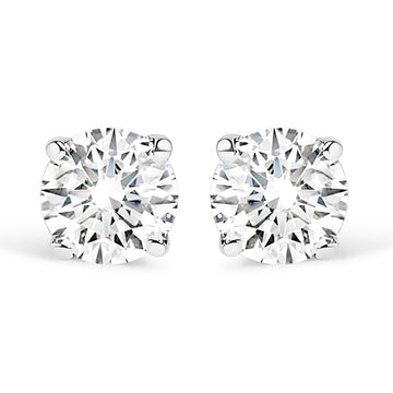 .925 Sterling Silver 1/5 Cttw Round Lab Grown Diamond Classic 4-Prong Solitaire Stud Earrings (F-G Color, VS1-VS2 Clarity) Bids.com