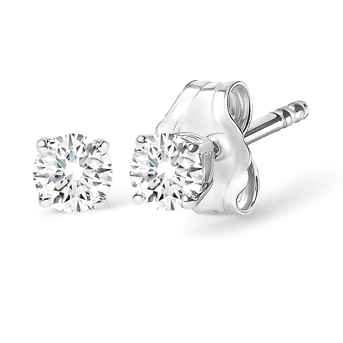 .925 Sterling Silver 1/5 Cttw Round Lab Grown Diamond Classic 4-Prong Solitaire Stud Earrings (F-G Color, VS1-VS2 Clarity) Bids.com