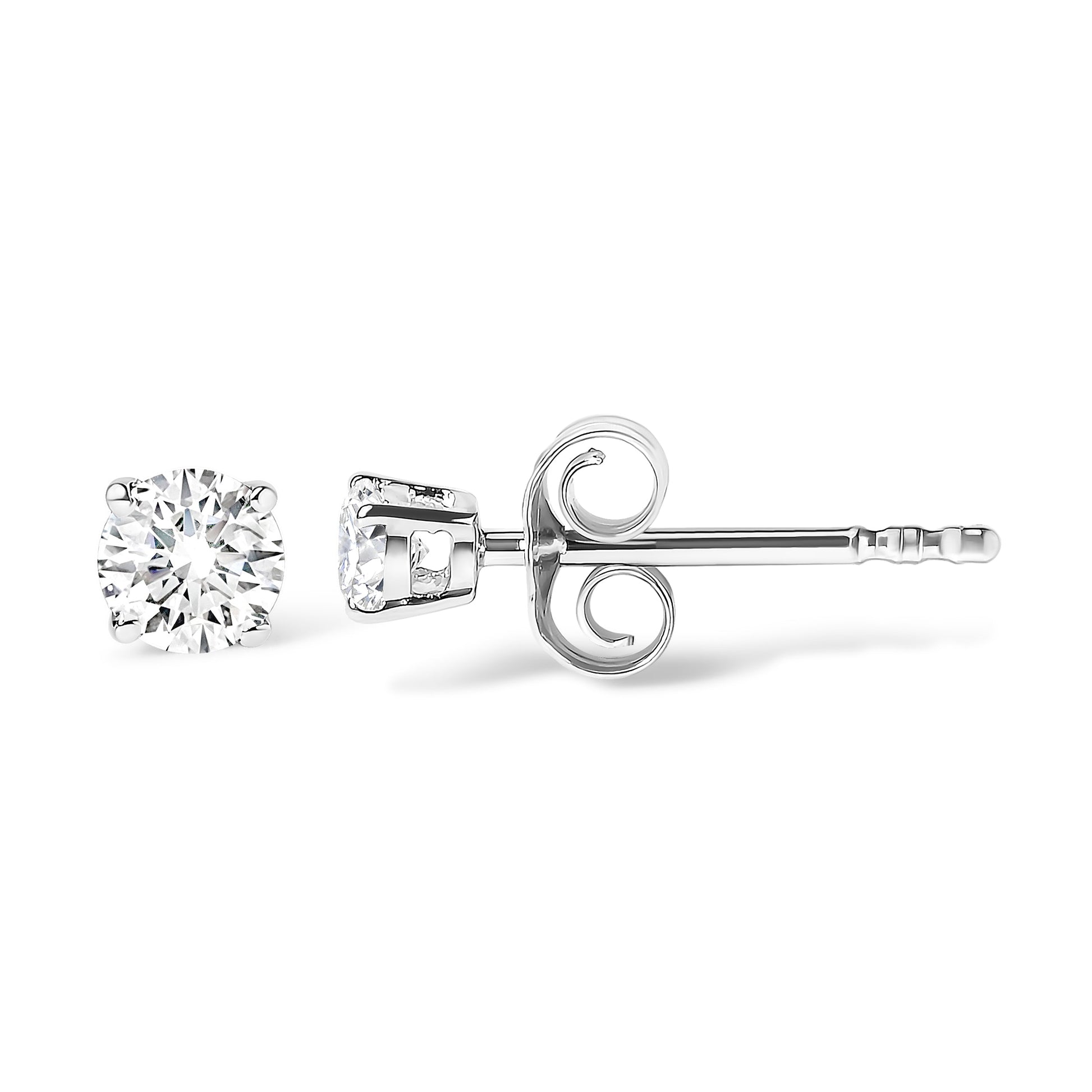 .925 Sterling Silver 1/5 Cttw Round Lab Grown Diamond Classic 4-Prong Solitaire Stud Earrings (F-G Color, VS1-VS2 Clarity) Bids.com