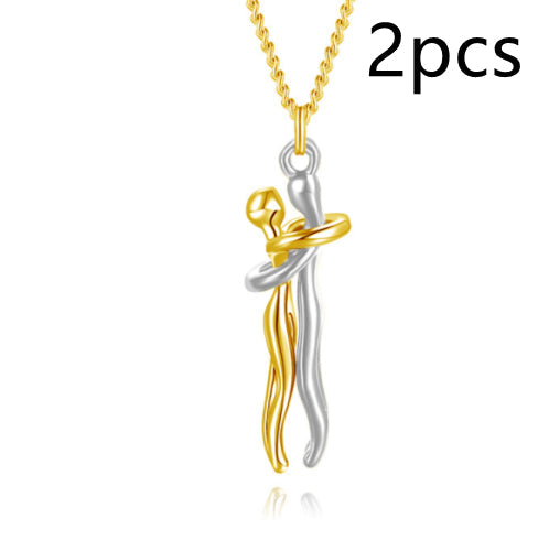 Love Hug Necklace Unisex Men Women Couple Jewelry Simple Temperament Clavicle Chain Valentines Day Lover Gift Gilles Family