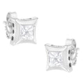 10K White Gold 1/2 Cttw Invisible Set Princess-Cut Diamond Stud Earrings (H-I Color, SI2-I1 Clarity) Bids.com