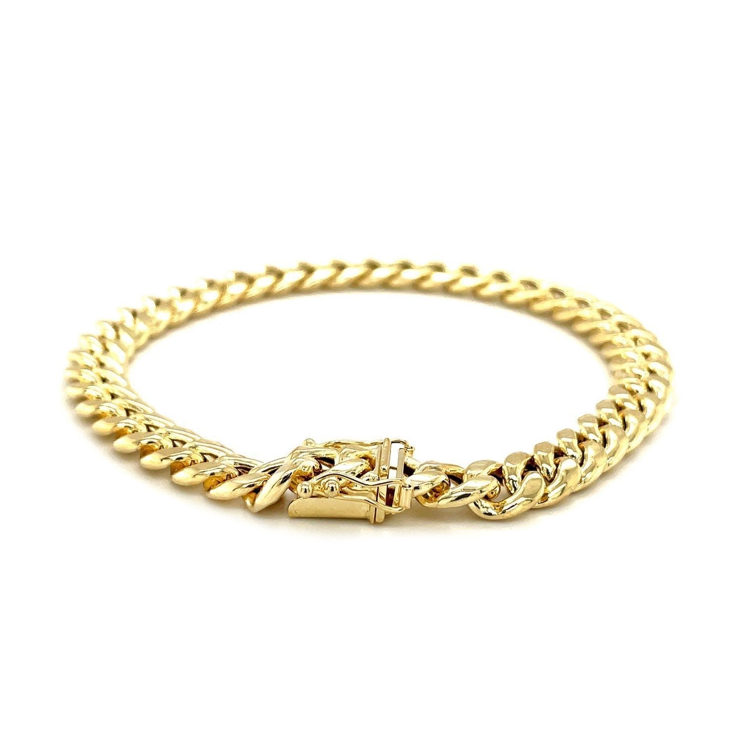 10k Yellow Gold Semi Solid Miami Cuban Bracelet (7.20 mm) Bids.com