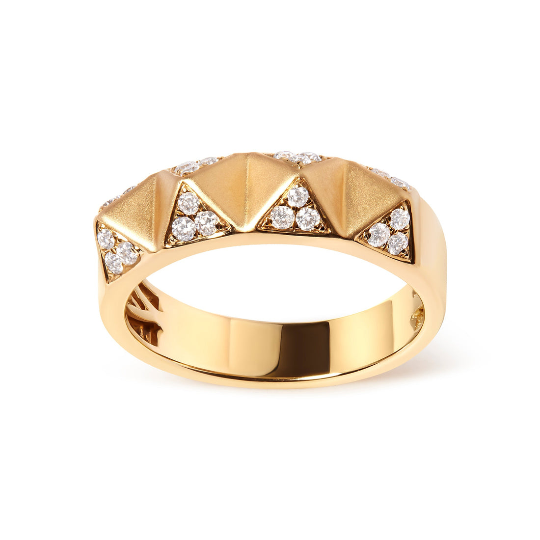 14K Yellow Gold 1/4 Cttw White Diamond Pyramid Band Ring (G-H Color, SI1-SI2 Clarity)- Size 7 Bids.com