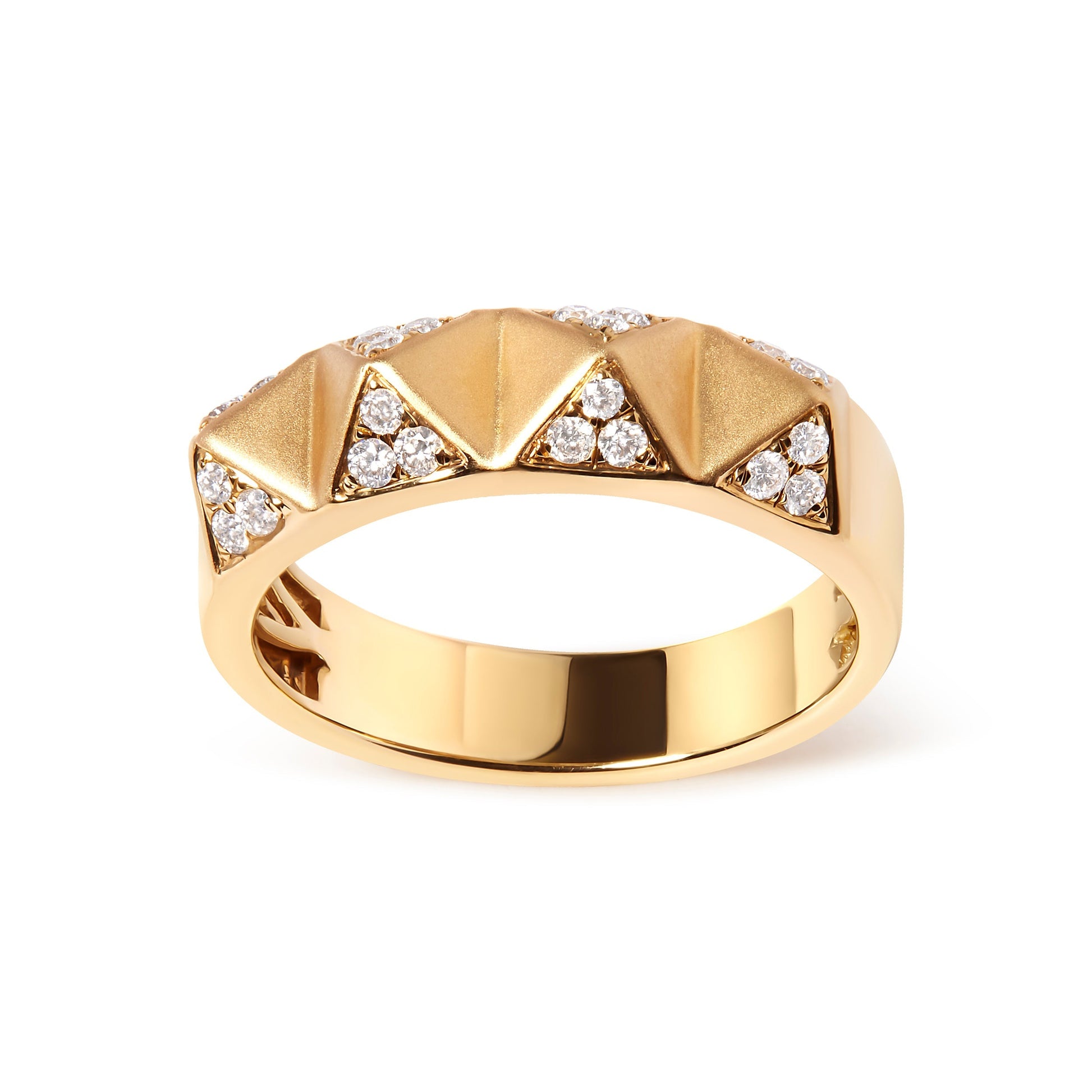 14K Yellow Gold 1/4 Cttw White Diamond Pyramid Band Ring (G-H Color, SI1-SI2 Clarity)- Size 7 Bids.com