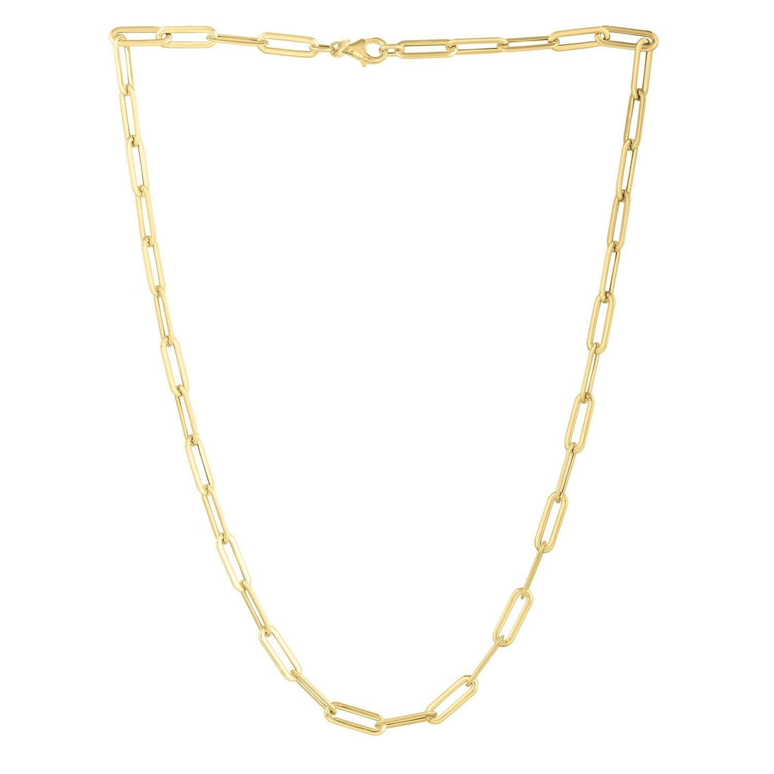 14k Yellow Gold Long Domed Paperclip Chain Necklace (4.80 mm) Bids.com