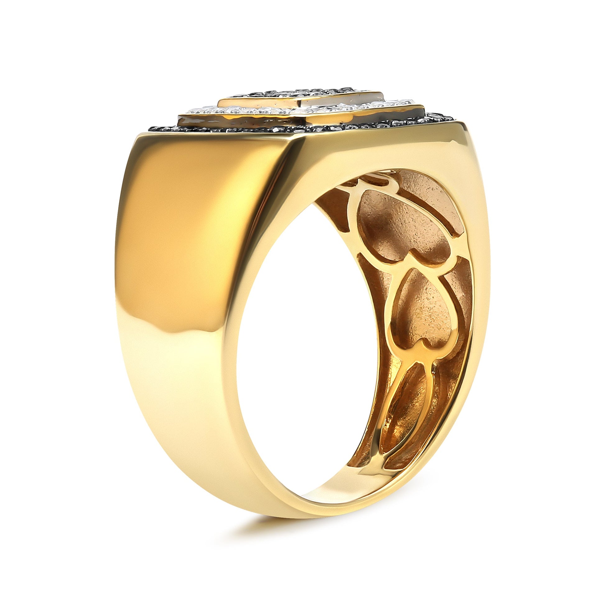 Men's 10K Yellow Gold 3/4 Cttw White and Black Treated Diamond Ring Band (Black / I-J Color, I2-I3 Clarity) - Size 10 Bids.com