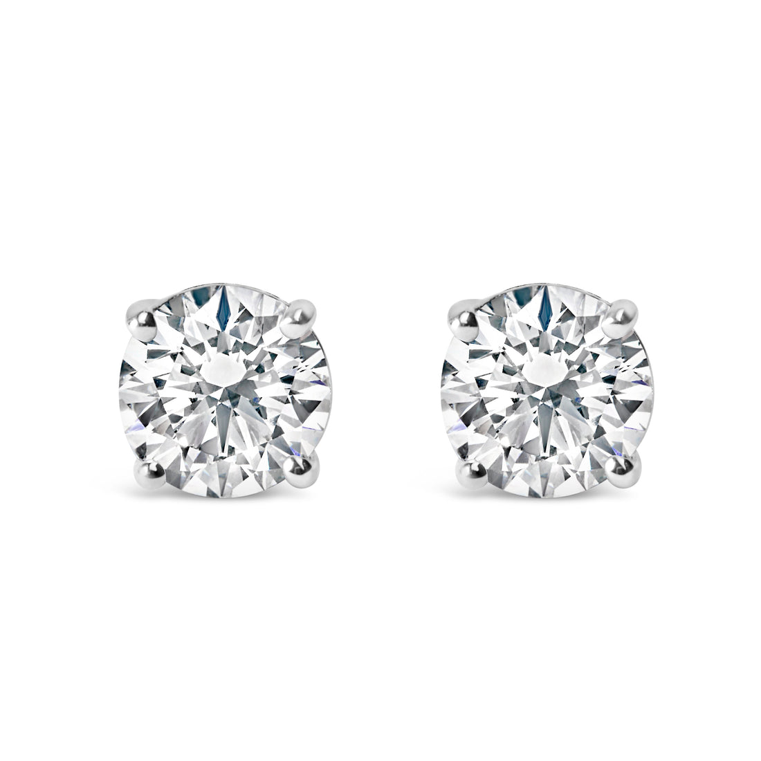 14K White Gold 2.00 Cttw Lab Grown Round Brilliant-Cut Diamond Classic 4-Prong Stud Earrings with Screw Backs (F-G color, VVS2-VS1 Clarity) Bids.com