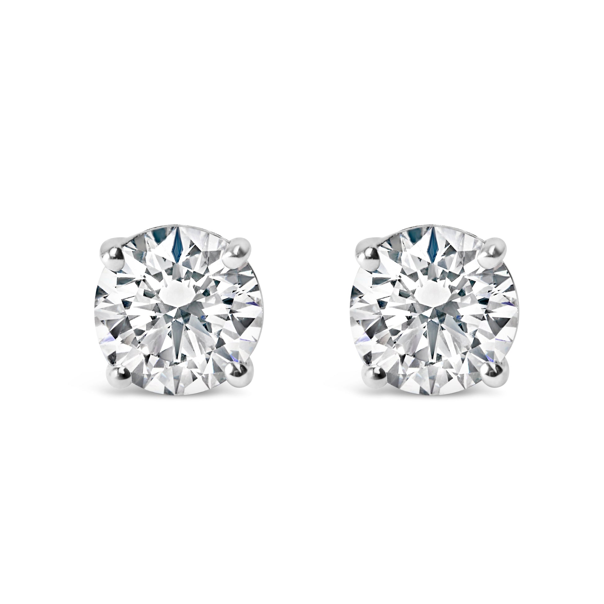 14K White Gold 2.00 Cttw Lab Grown Round Brilliant-Cut Diamond Classic 4-Prong Stud Earrings with Screw Backs (F-G color, VVS2-VS1 Clarity) Bids.com