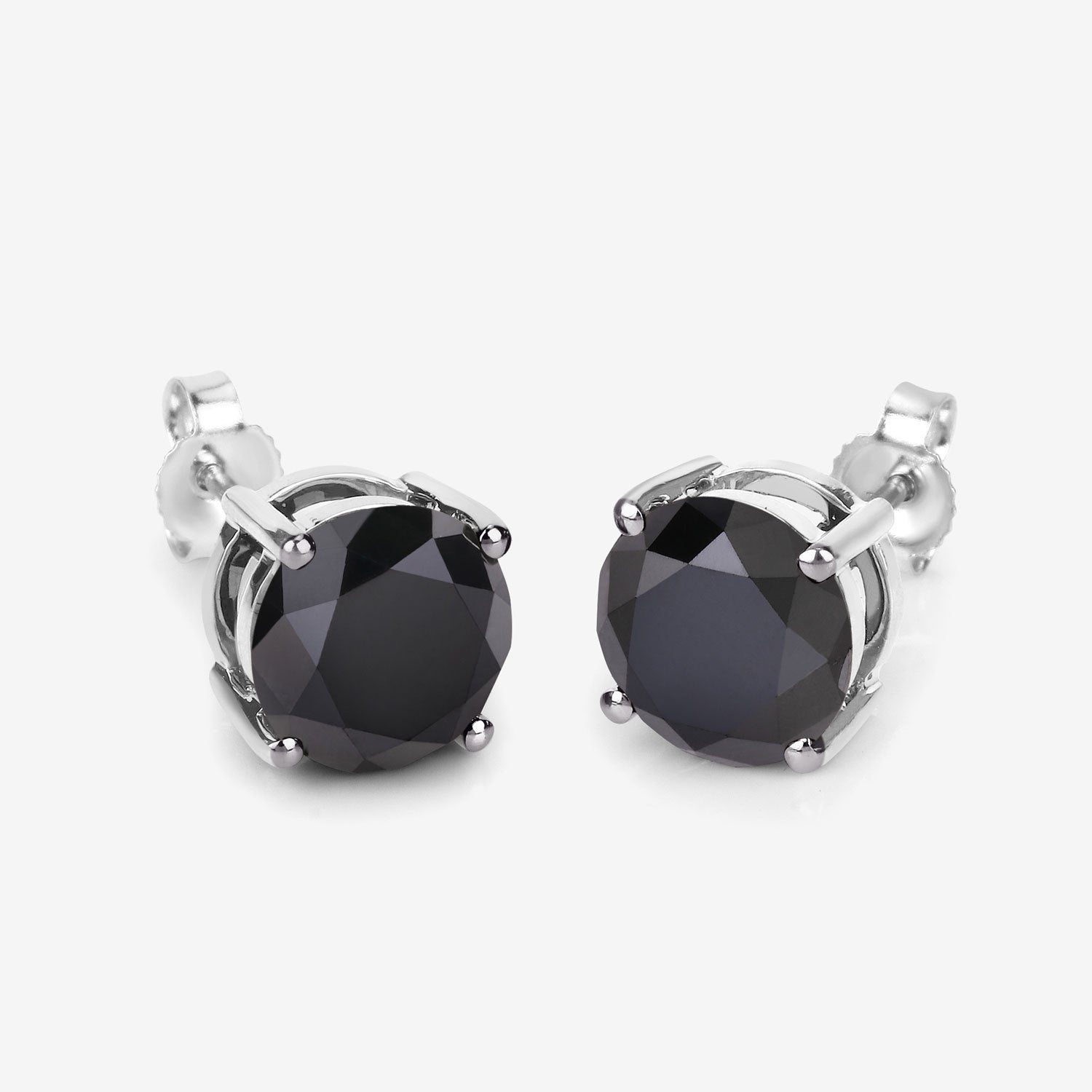 4.25 Carat Genuine Black Diamond 14K White Gold Earrings Bids.com