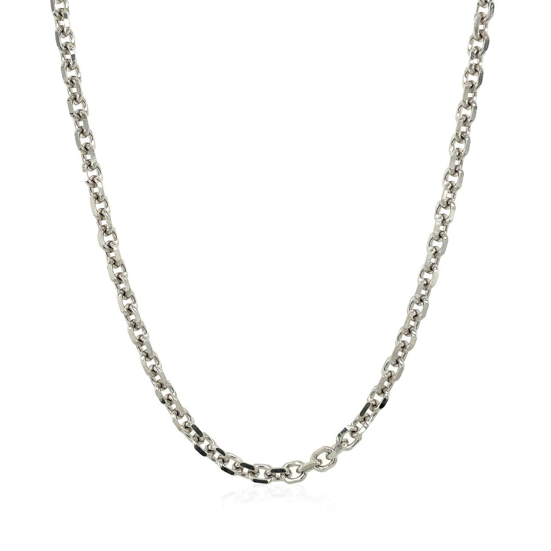 14k White Gold Diamond Cut Cable Link Chain (2.90 mm) Bids.com