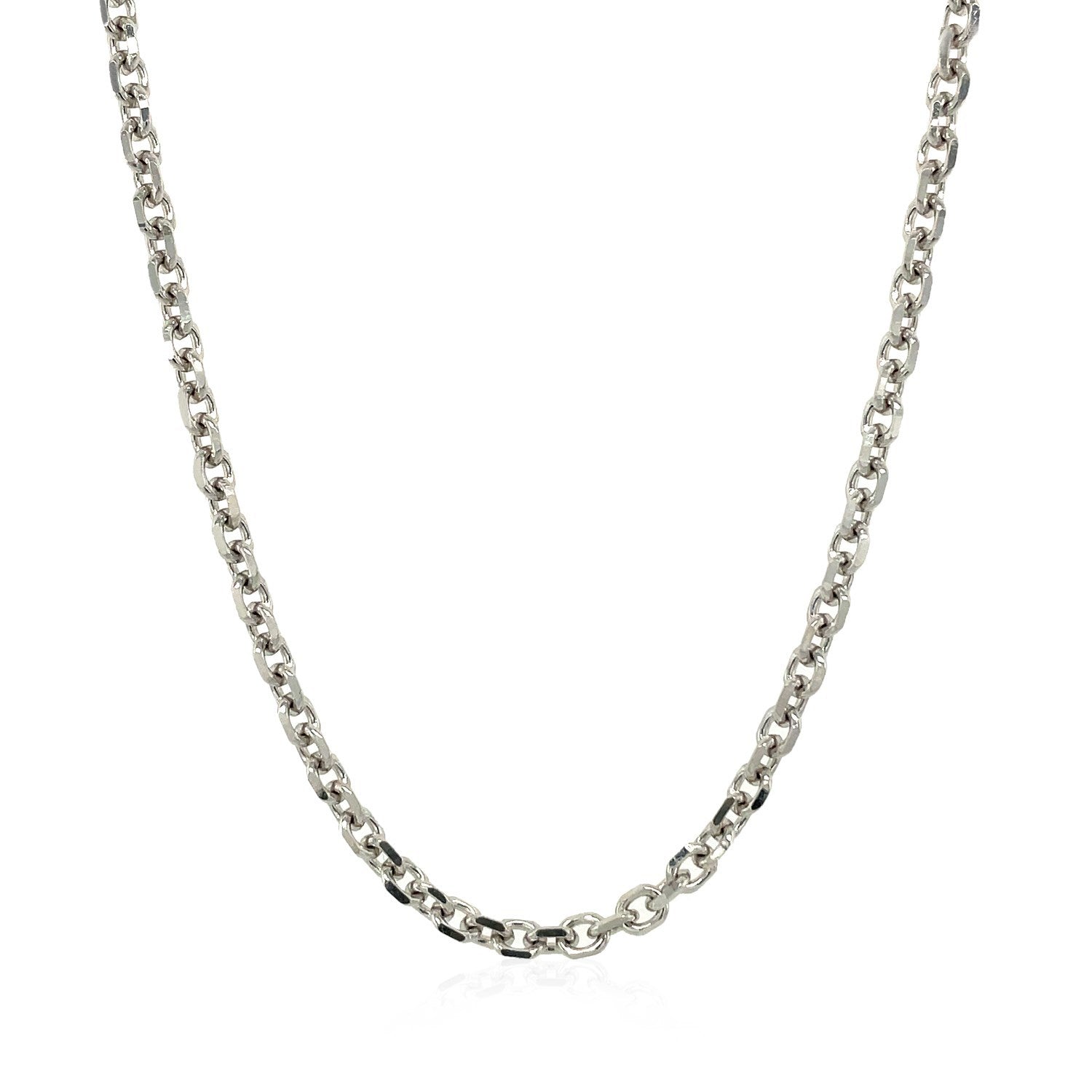 14k White Gold Diamond Cut Cable Link Chain (2.90 mm) Bids.com