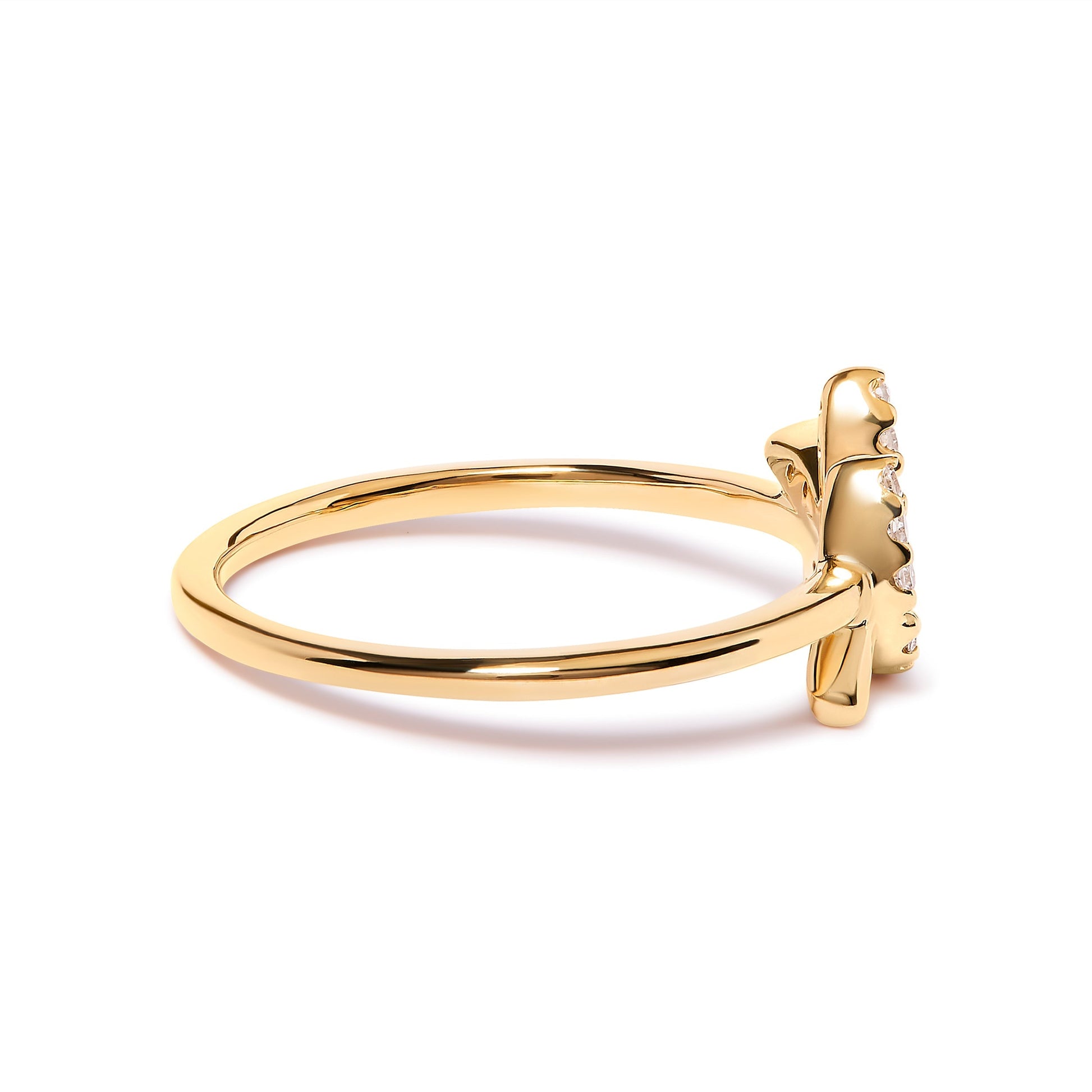 10K Yellow Gold 1/10 Cttw Diamond Leaf and Branch Ring (H-I Color, I1-I2 Clarity) - Ring Size 7 Bids.com