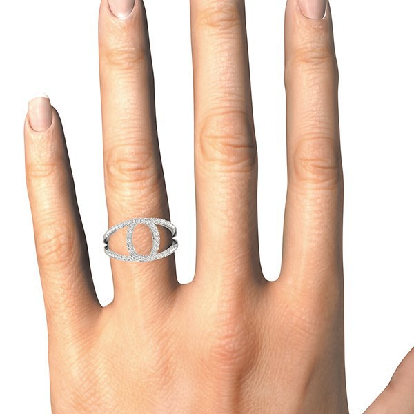 14k White Gold Diamond Loop Style Dual Band Ring (1/2 cttw) Bids.com