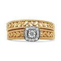 14K Yellow Gold Plated .925 Sterling Silver 1/5 Cttw Diamond Halo and Milgrain Finish Engagement Ring Bridal Set (I-J Color I3 Clarity) - Size 7 Bids.com