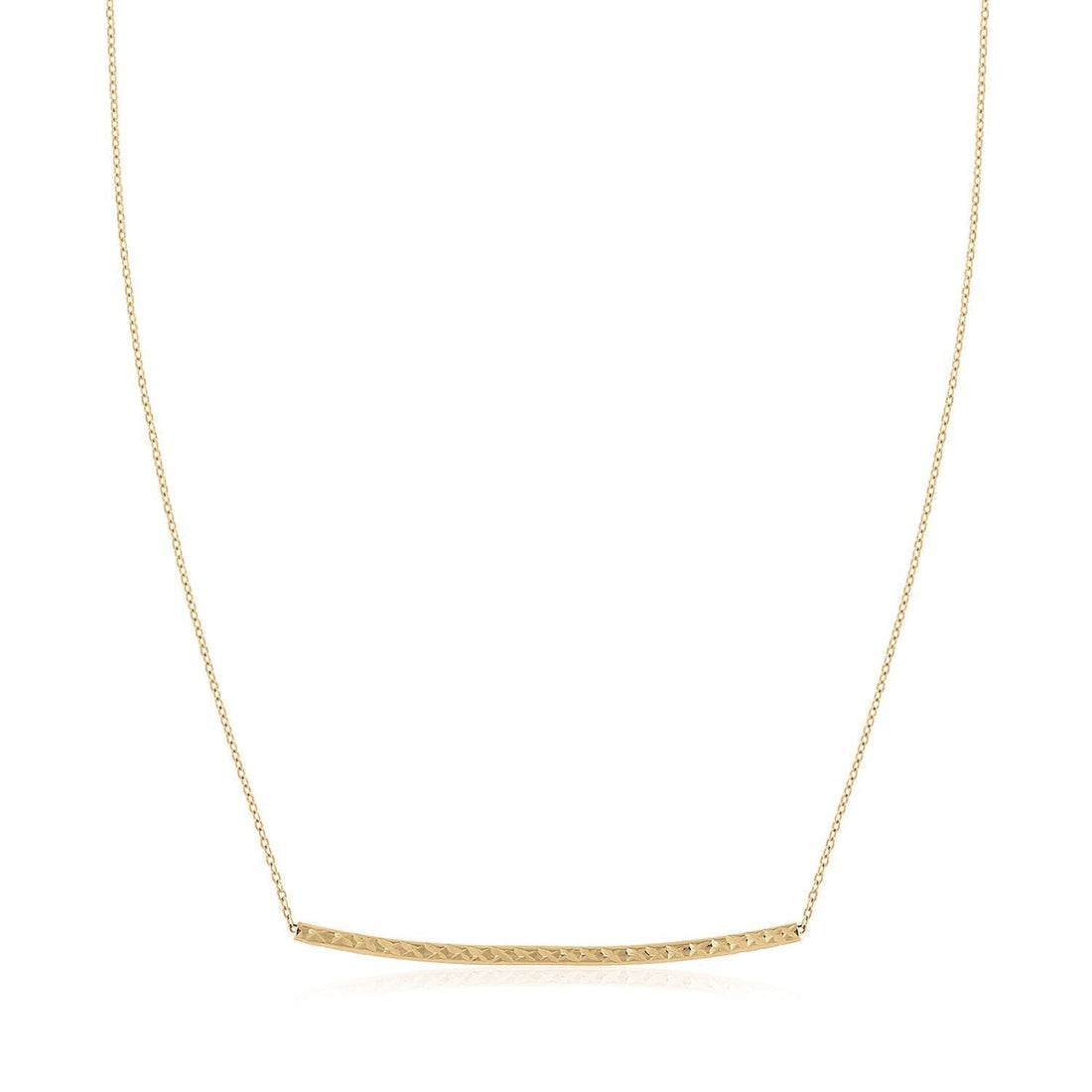 14k Yellow Gold Thin Textured Bar Necklace Bids.com
