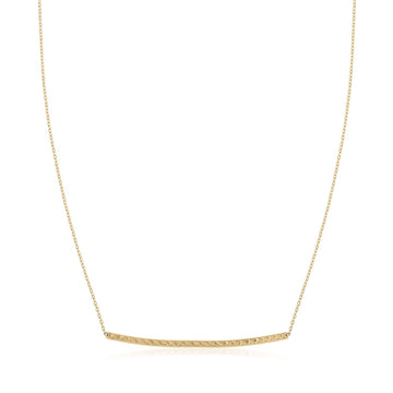 14k Yellow Gold Thin Textured Bar Necklace Bids.com