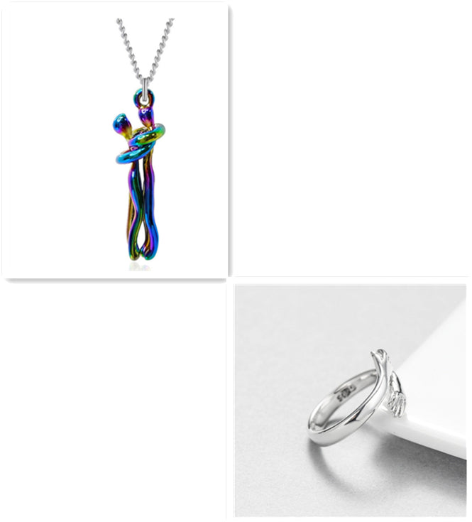 Love Hug Necklace Unisex Men Women Couple Jewelry Simple Temperament Clavicle Chain Valentines Day Lover Gift Gilles Family