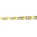 10K Yellow Gold 2.0 Cttw Invisible-Set Princess Cut Diamond Rectangular Link Bracelet (I-J Color, SI2-I1 Clarity) - 7