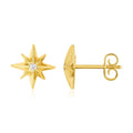 14K Yellow Gold High Polish North Star Diamond Earrings Bids.com