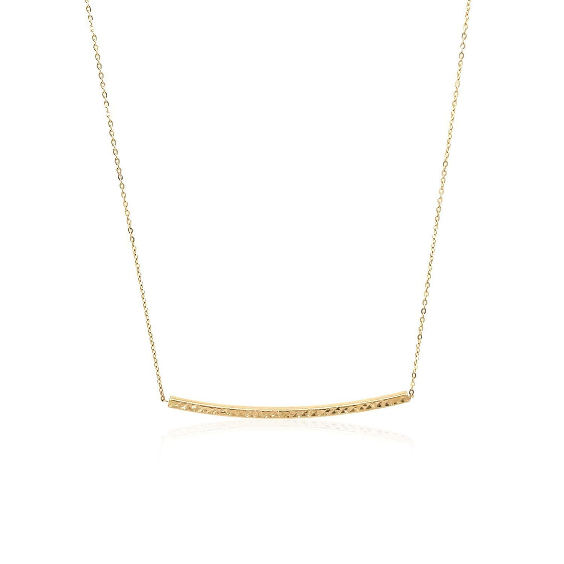 14k Yellow Gold Thin Textured Bar Necklace Bids.com