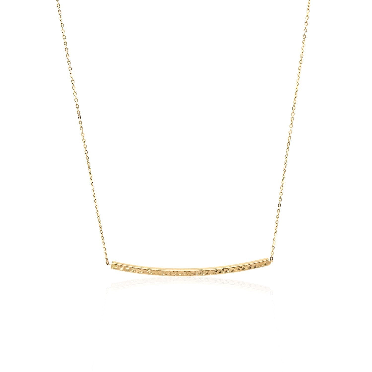 14k Yellow Gold Thin Textured Bar Necklace Bids.com