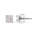 10K White Gold 1/7 Cttw Round and Baguette Diamond Mosaic Square Stud Earrings (H-I Color, I1-I2 Clarity) Bids.com
