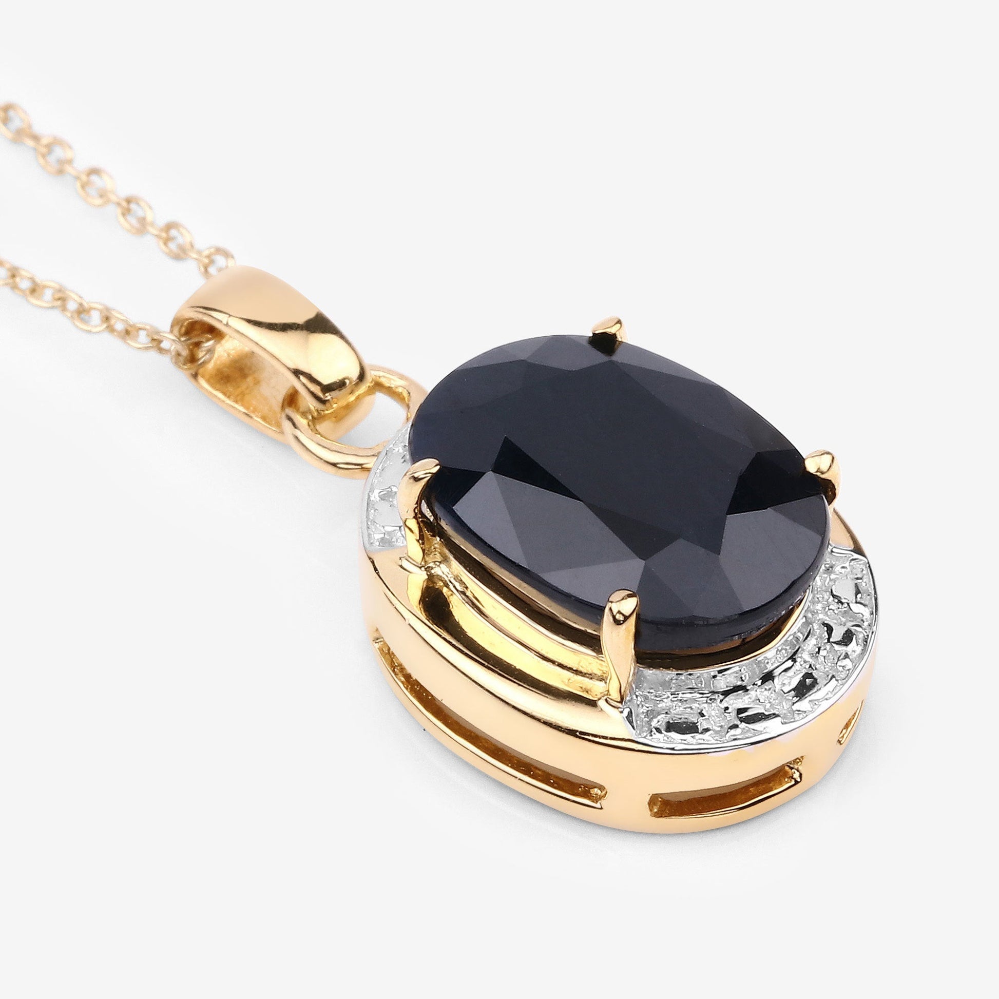 7.50 Carat Genuine Black Sapphire .925 Sterling Silver Pendant Bids.com
