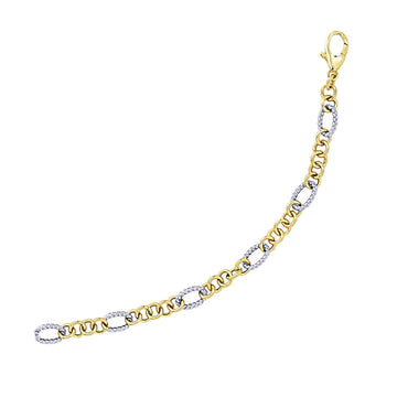 14k Two-Tone Gold Rope Motif Oval and Round Link Chain Bracelet Bids.com