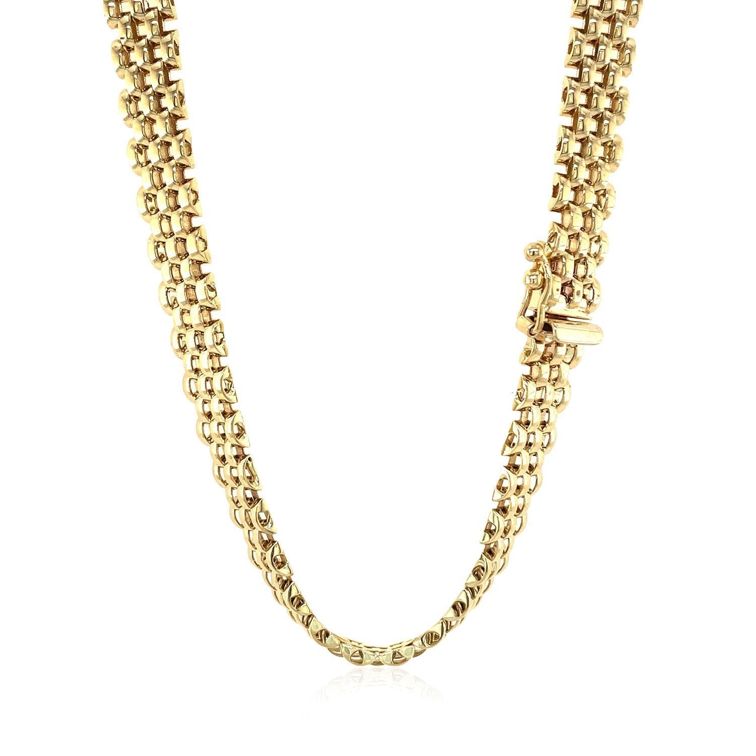 14k Yellow Gold Fancy Polished Multi-Row Panther Link Necklace Bids.com