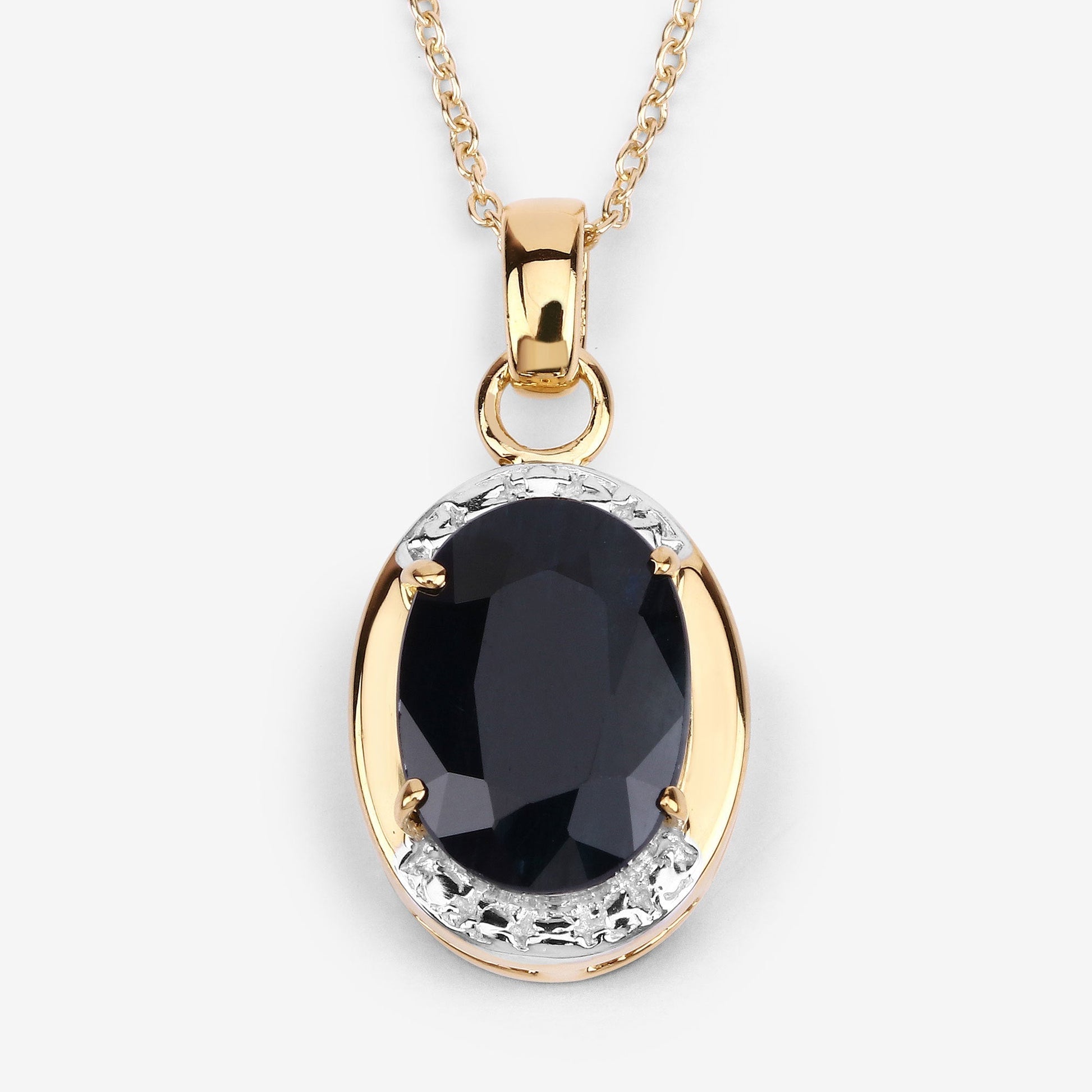 7.50 Carat Genuine Black Sapphire .925 Sterling Silver Pendant Bids.com