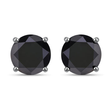 4.25 Carat Genuine Black Diamond 14K White Gold Earrings Bids.com