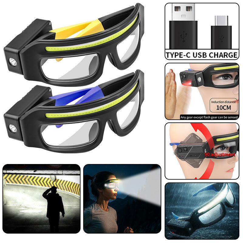 Multi-functional Glasses Light Light With Type-C Charging, Warning Headlamp, Compact And Portable, Touch-sensitive Headlamp Gilles Family