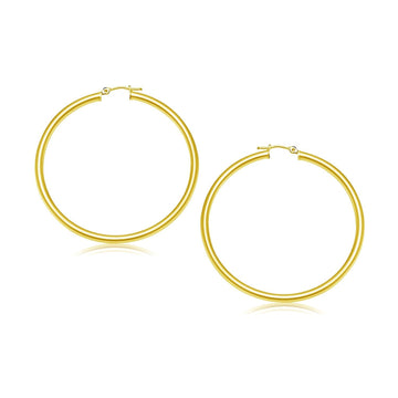 10k Yellow Gold Polished Hoop Earrings (30 mm) Bids.com