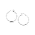 Sterling Silver Hoop Style Earrings with Polished Rhodium Plating (30mm) Bids.com